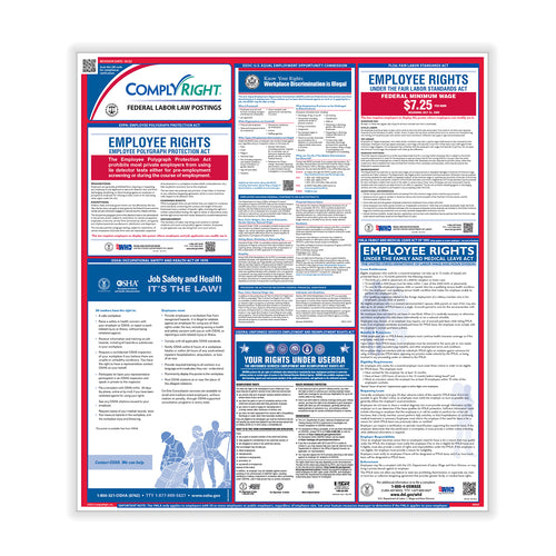 ComplyRight federal labor law poster with various sections on employee rights and safety.